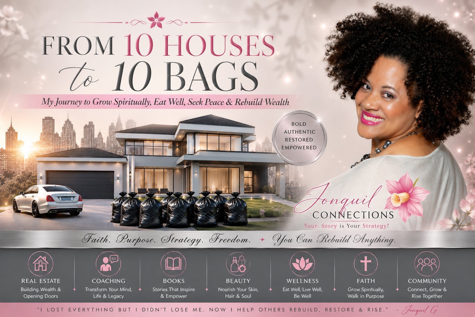 From 10 Houses to 10 Bags. Jonquil Connections. My journey to grow spiritually, eat well, seek peace and rebuild wealth.